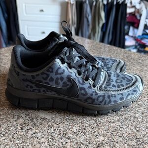 Nike Black and Gray Leopard Print Sneakers
